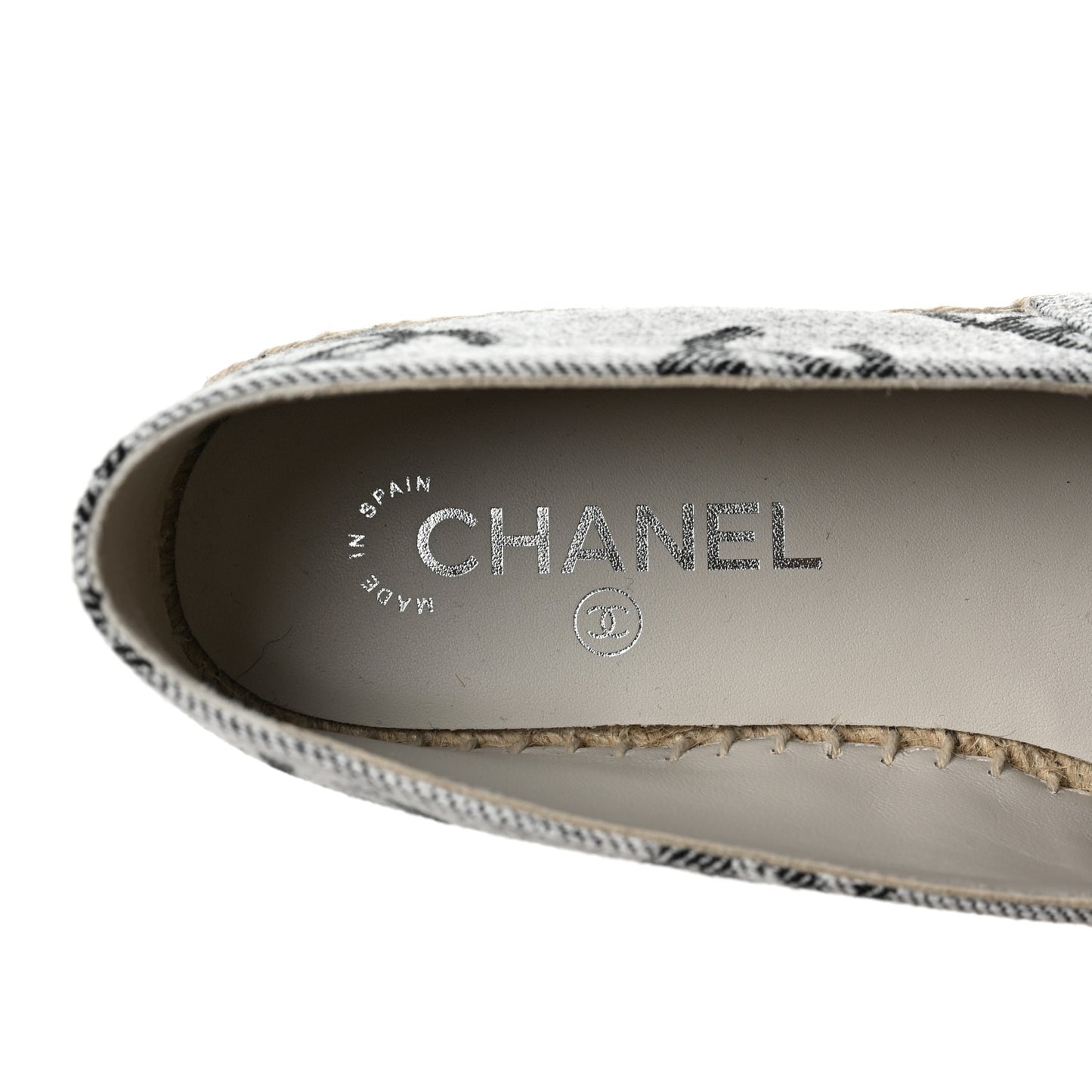 Cotton Jacquard Grosgrain CC Print Espadrilles 39 Grey Black