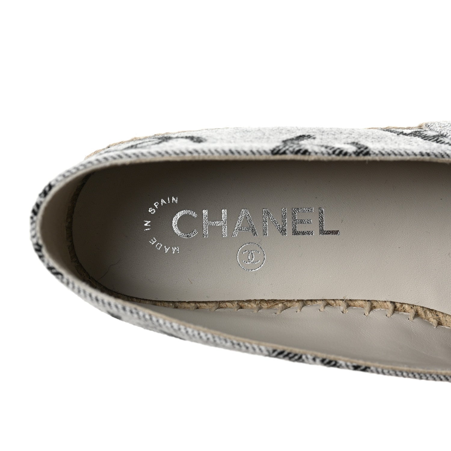 Chanel Cotton Jacquard Grosgrain CC Print Espadrilles 39 Grey Black 8 of 9