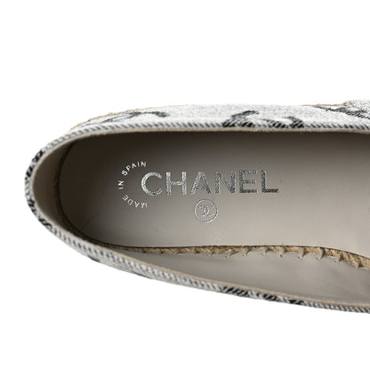 Chanel Cotton Jacquard Grosgrain CC Print Espadrilles 39 Grey Black 8 of 9