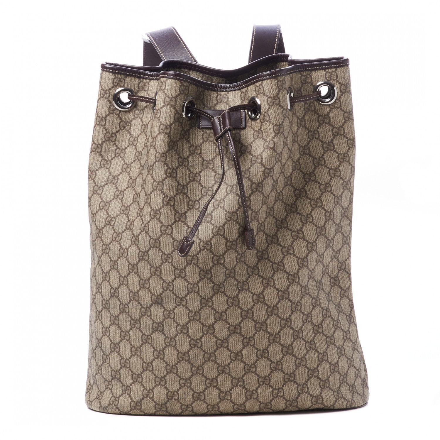 Gucci GG Supreme Monogram Drawstring Backpack Dark Brown 1 of 7