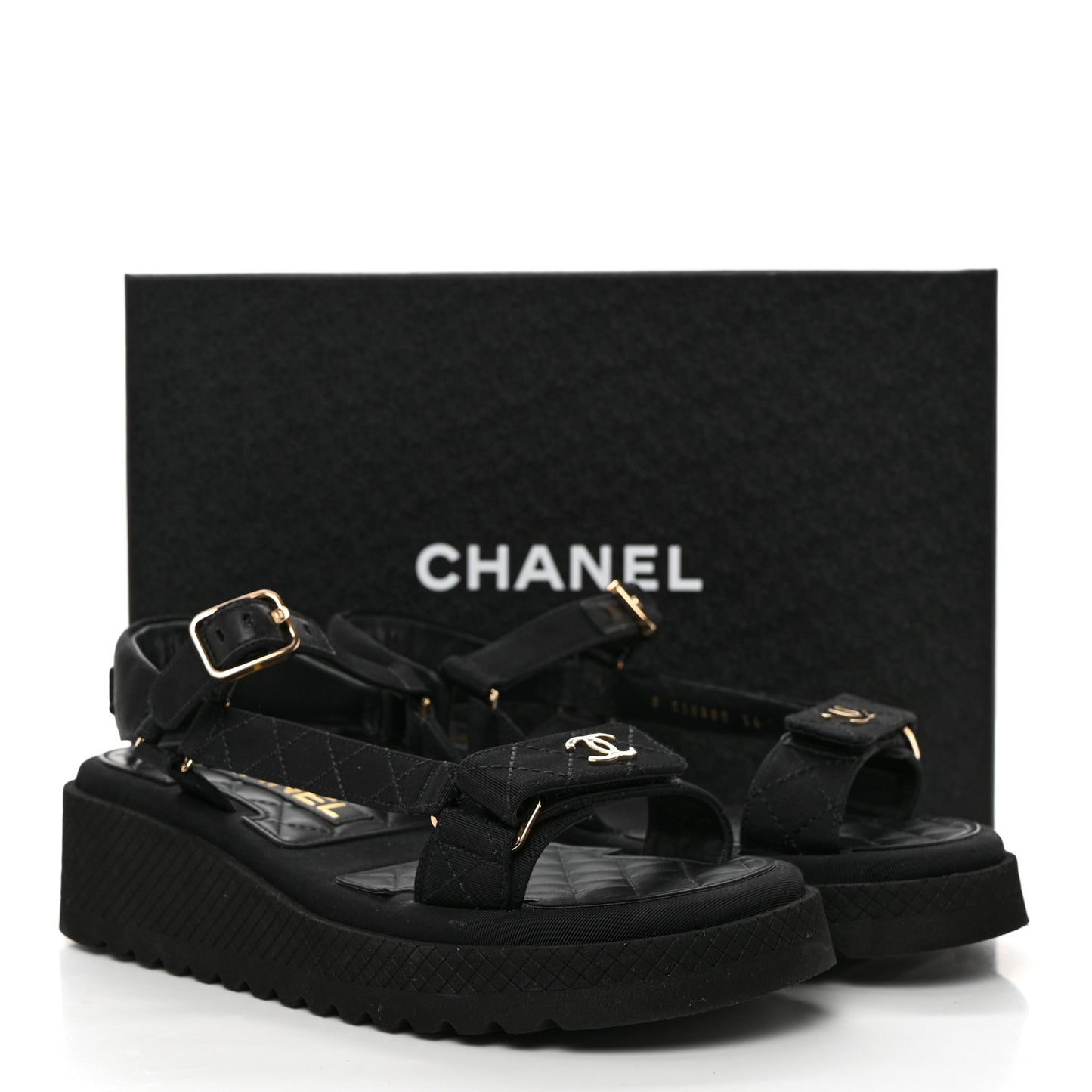 Grosgrain Logo Platform Sandals 36 Black