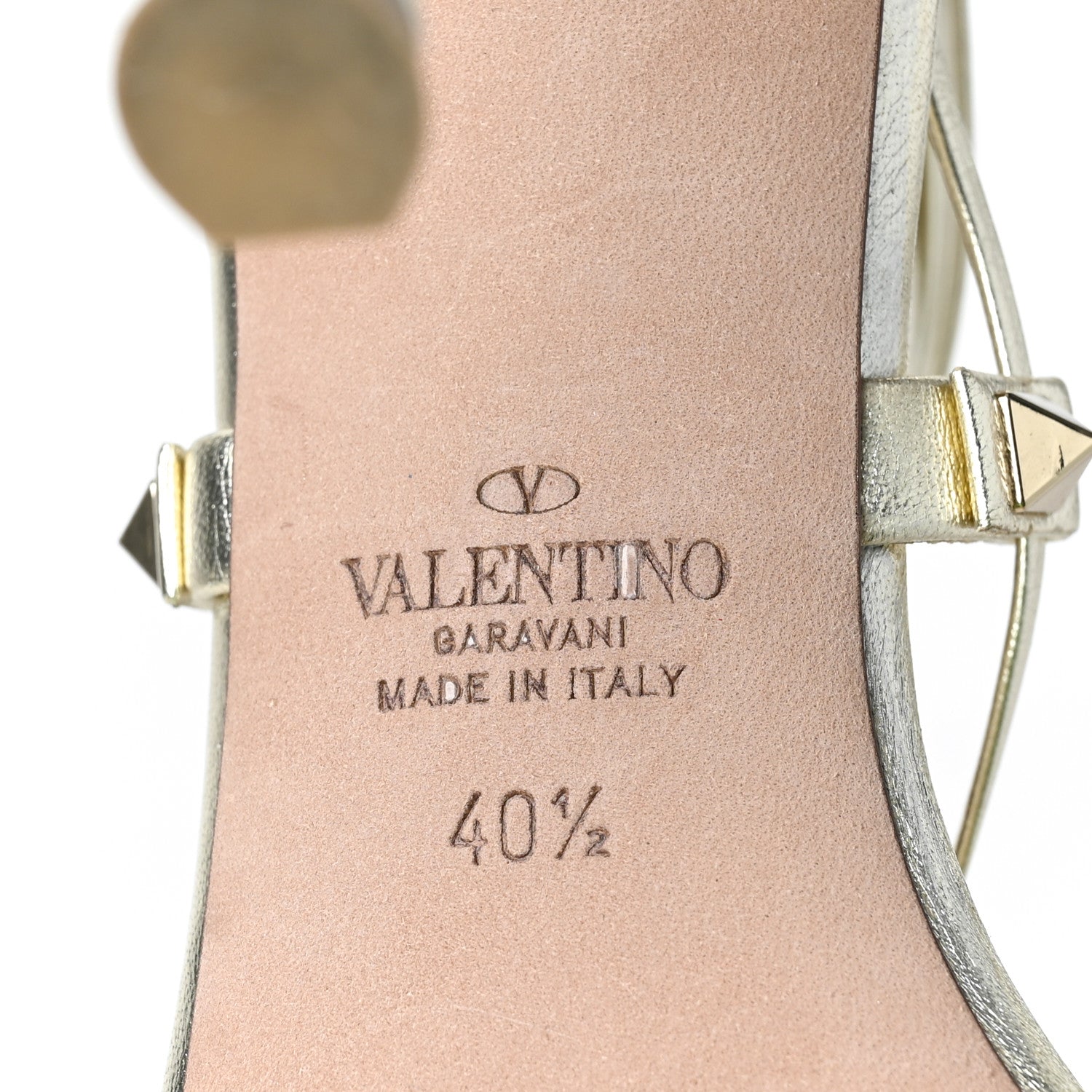 Valentino Garavani Metallic Nappa Rockstud Ankle Wrap Sandals 40.5 Platino 6 of 7