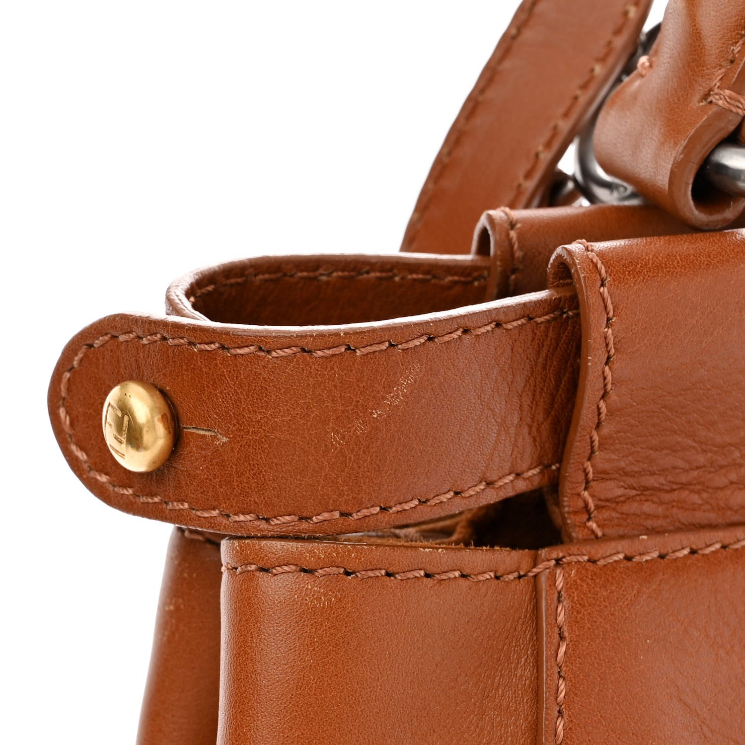 Fendi Vitello Suede Medium Peekaboo Iconic Satchel Cuoio Rame Moro 13 of 13