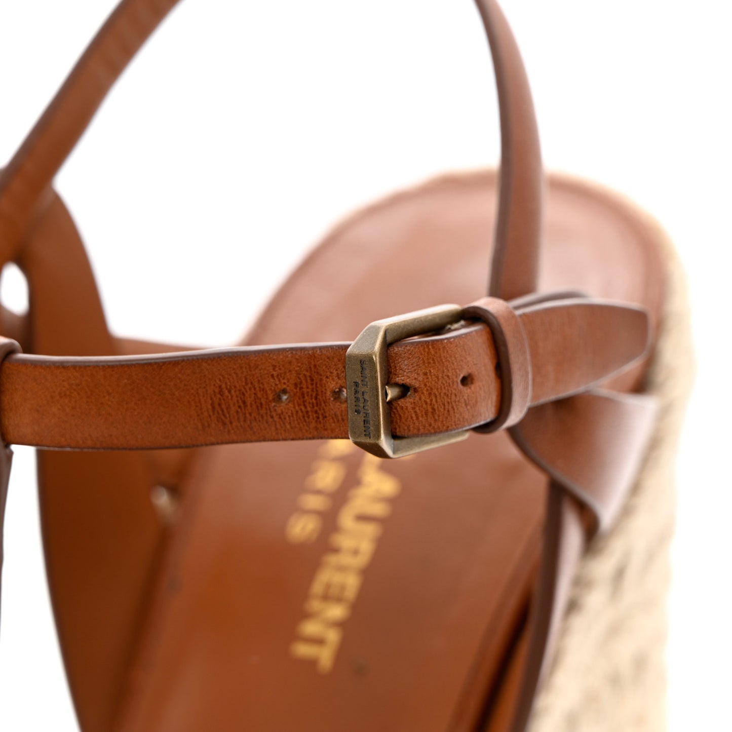 Calfskin 85 Platform Espadrille Wedge Sandals 38 Brown