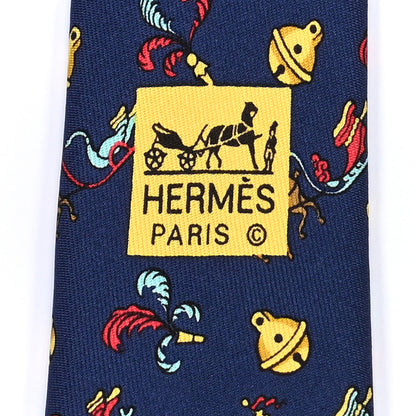 Hermes Silk Printed Mens Neck Tie Bleu 2 of 4