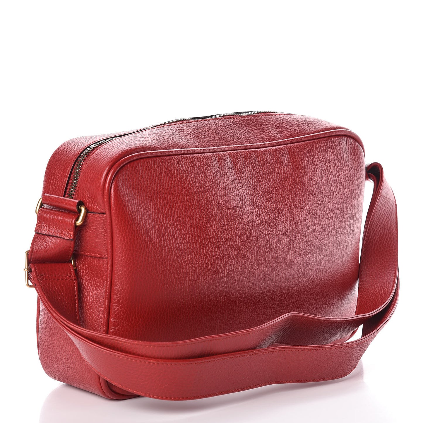 Pebbled Calfskin Logo Messenger Bag Hibiscus Red