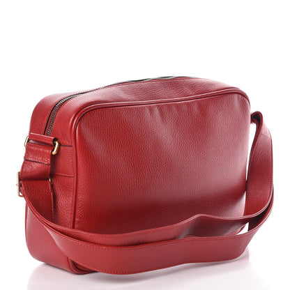 Gucci Pebbled Calfskin Logo Messenger Bag Hibiscus Red 3 of 10
