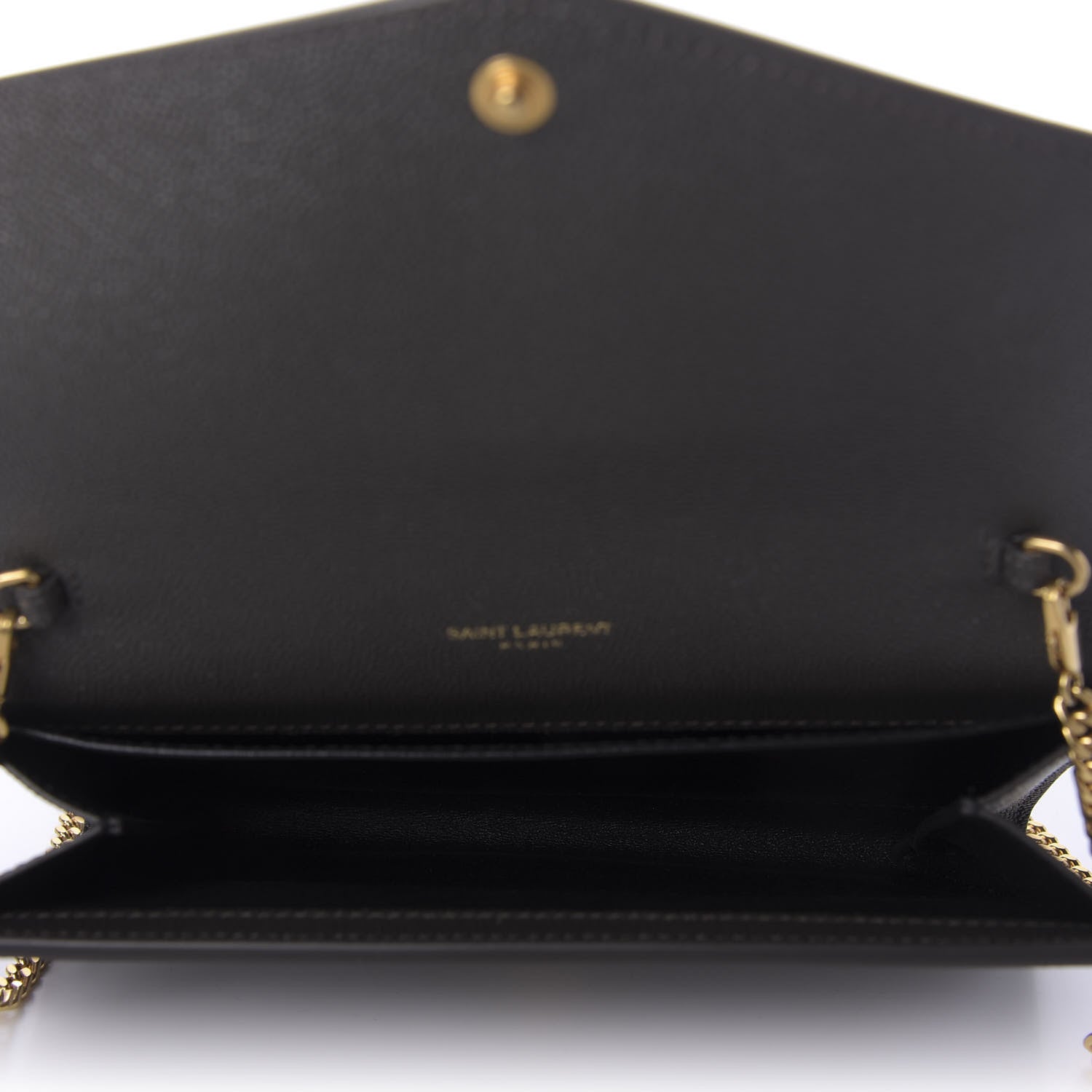 Saint Laurent Grain De Poudre Uptown Chain Wallet Pebble 6 of 11