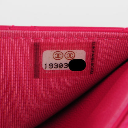 Chanel Lambskin Quilted Wallet On Chain WOC Dark Pink 8 of 8