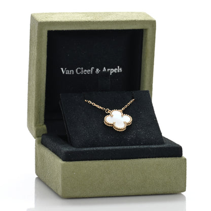 Van Cleef & Arpels 18K Yellow Gold Mother of Pearl Vintage Alhambra Pendant Necklace 5 of 5