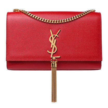 Saint Laurent Grain De Poudre Medium Classic Monogram Kate Tassel Satchel Red 1 of 9