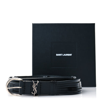 Saint Laurent Vegetable Tanned Calfskin Monogram Croissant De Lune Belt 100 40 Black 5 of 5
