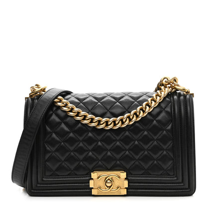 Chanel Lambskin Quilted Medium Boy Flap Black 1 of 15