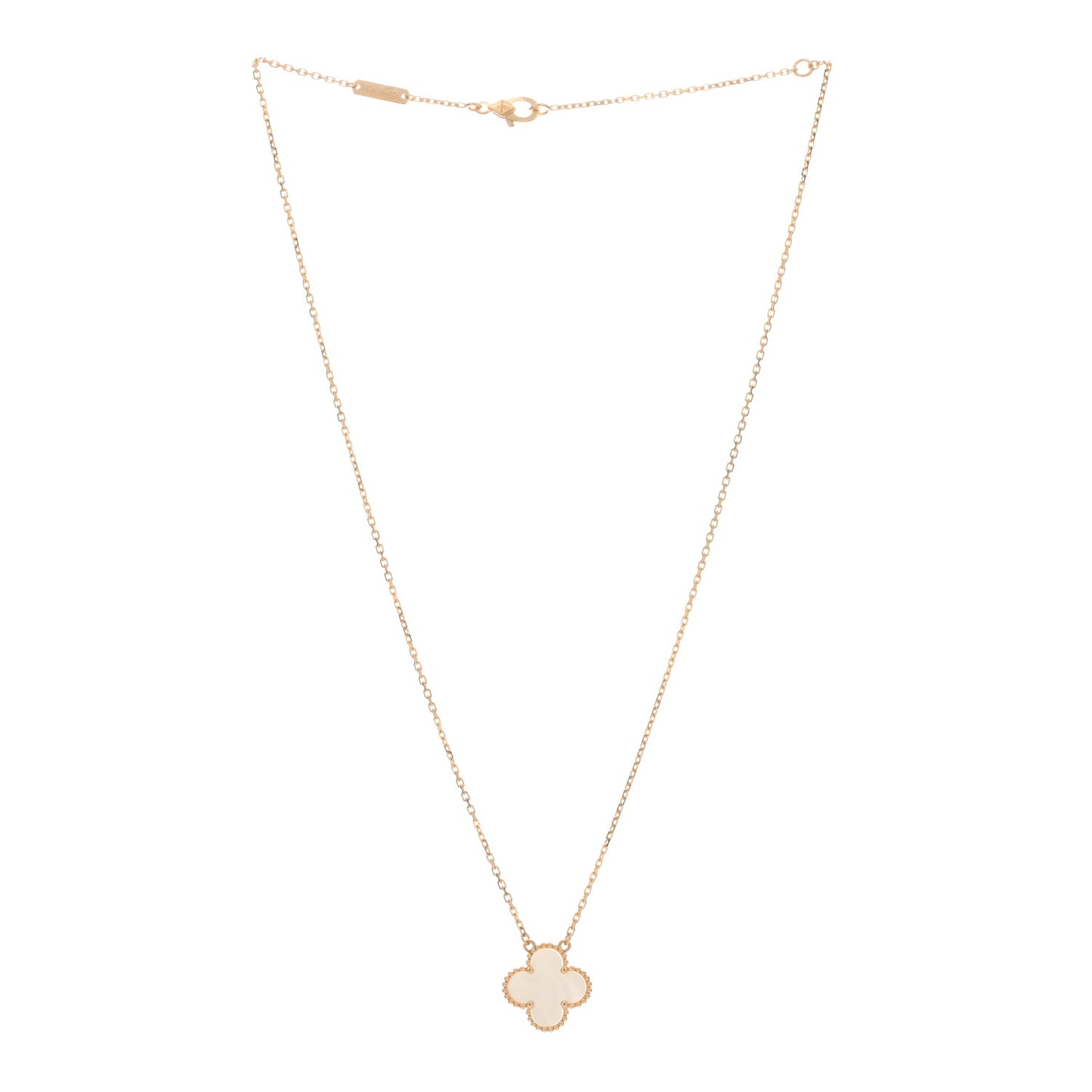 18K Yellow Gold Mother of Pearl Vintage Alhambra Pendant Necklace
