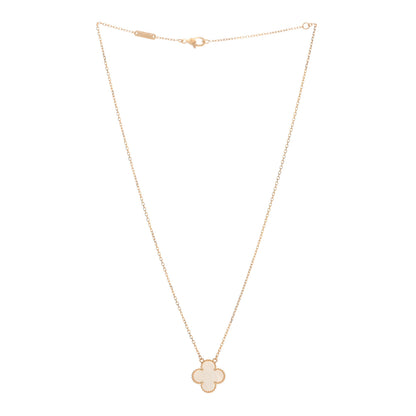 Van Cleef & Arpels 18K Yellow Gold Mother of Pearl Vintage Alhambra Pendant Necklace 2 of 4