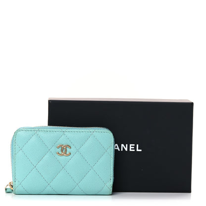 Chanel Caviar Quilted Zip Coin Purse Light Blue 19 of 19