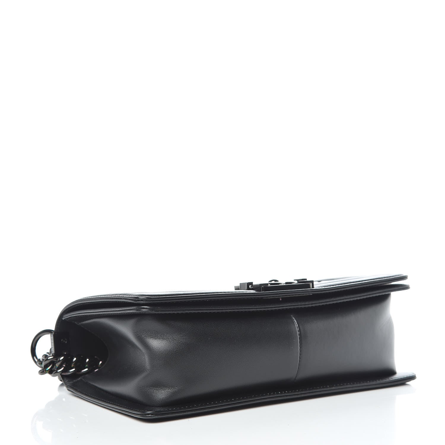 Chanel Calfskin Painted Chevron Embossed Medium Boy Flap Black 4 of 13