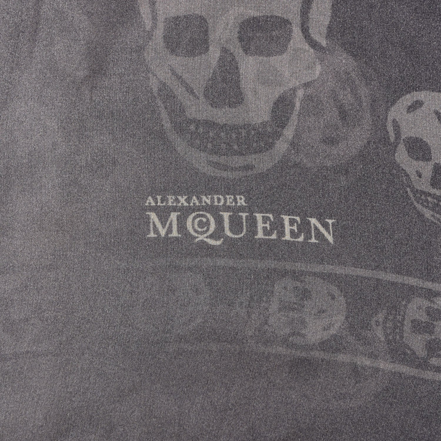 Alexander McQueen Silk Chiffon Ombre Skull Scarf Grey Ivory 2 of 4