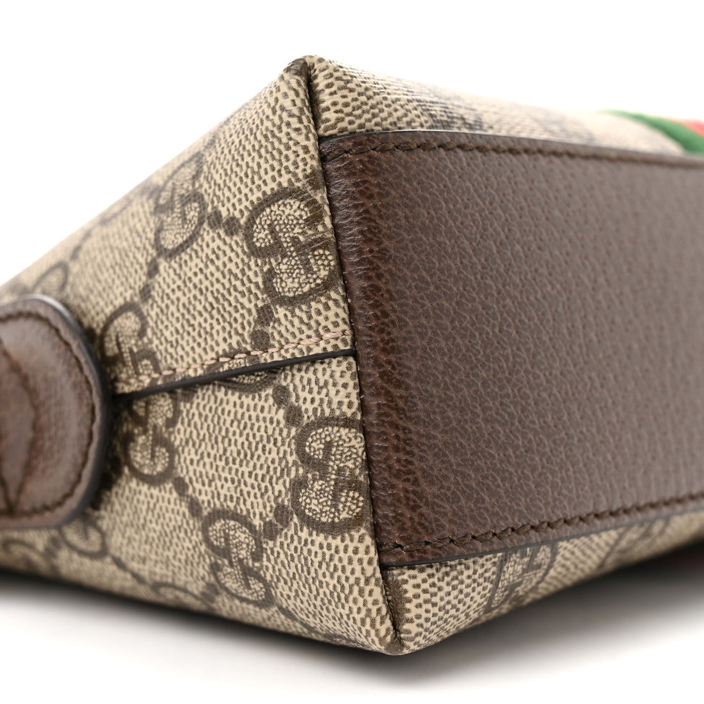 GG Supreme Monogram Textured Dollar Calfskin Web Small Ophidia Dome Shoulder Bag Beige Ebony New Acero