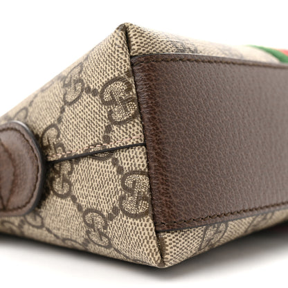 Gucci GG Supreme Monogram Textured Dollar Calfskin Web Small Ophidia Dome Shoulder Bag Beige Ebony New Acero 9 of 13