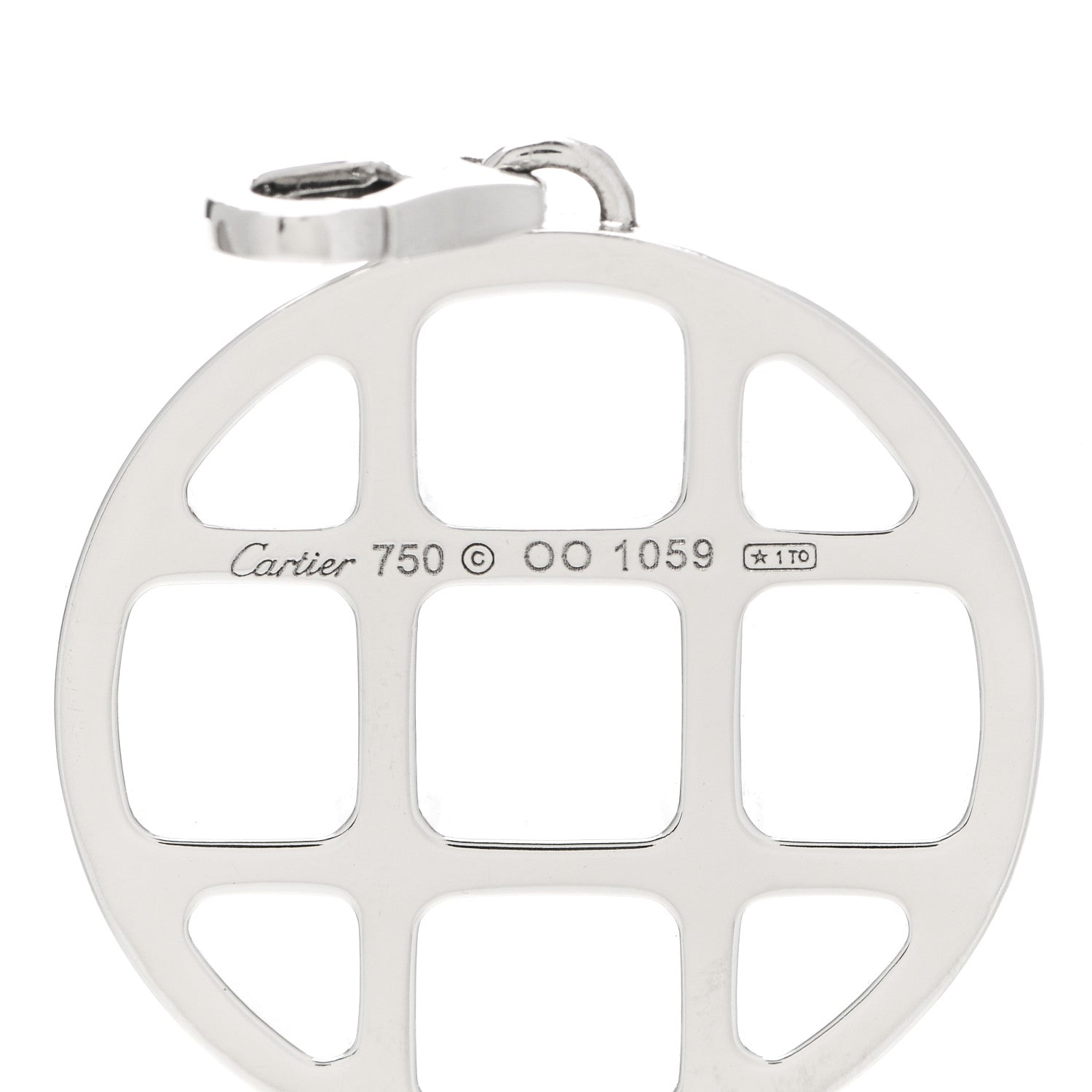 Cartier 18K White Gold Diamond Pasha de Cartier Grid Charm Pendant 3 of 3