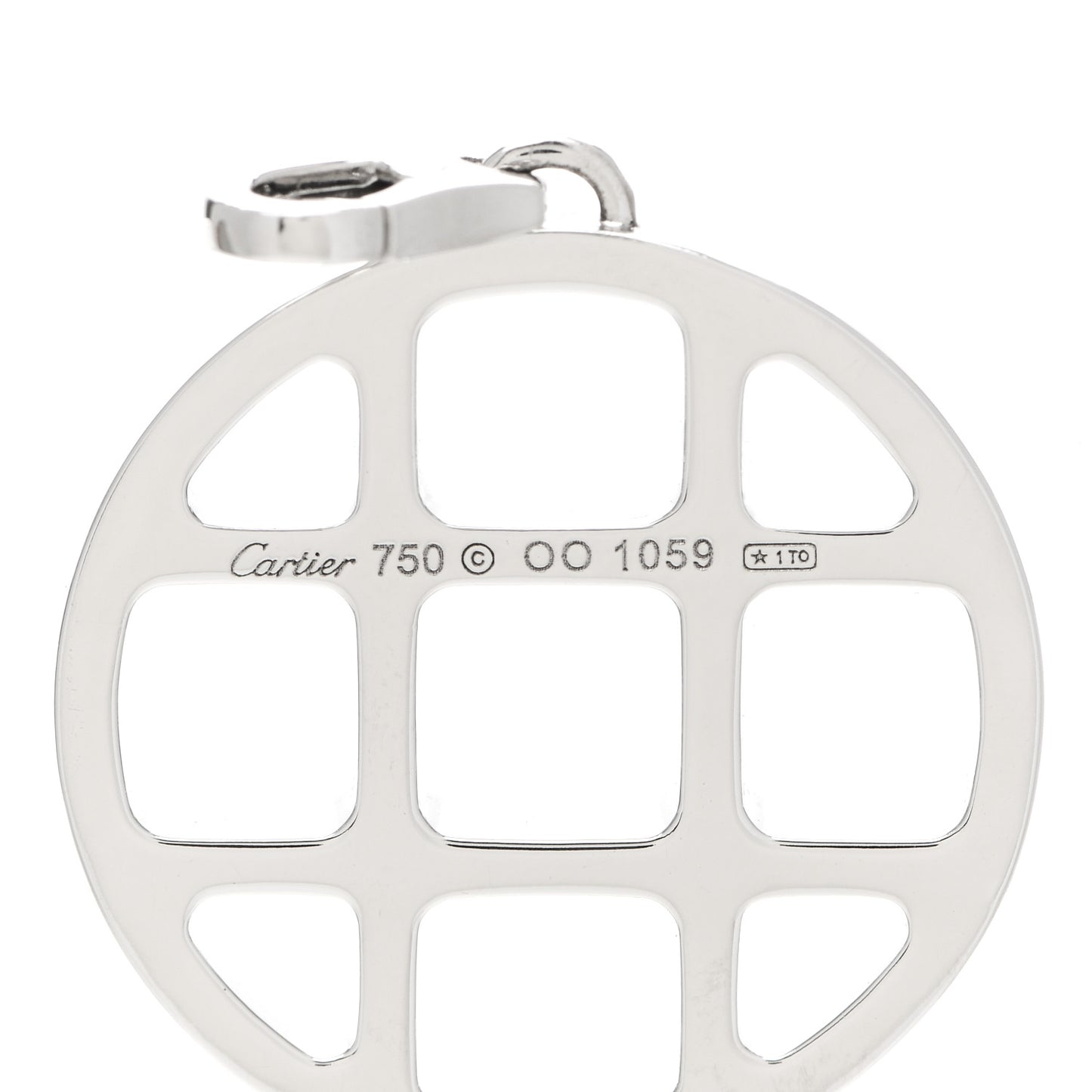 18K White Gold Diamond Pasha de Cartier Grid Charm Pendant