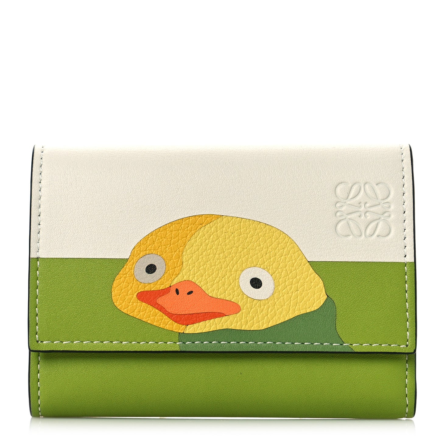 X SPIRITED AWAY Calfskin Otori-Sama Small Vertical Wallet Soft White Lemon Zest