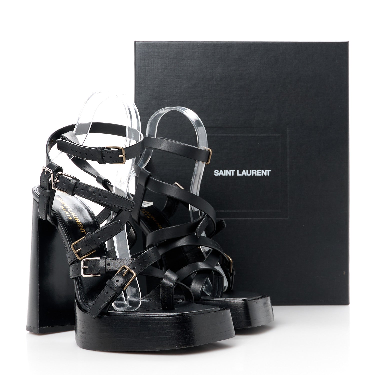 Saint Laurent Calfskin Platz Platform Sandals 39 Black 11 of 11