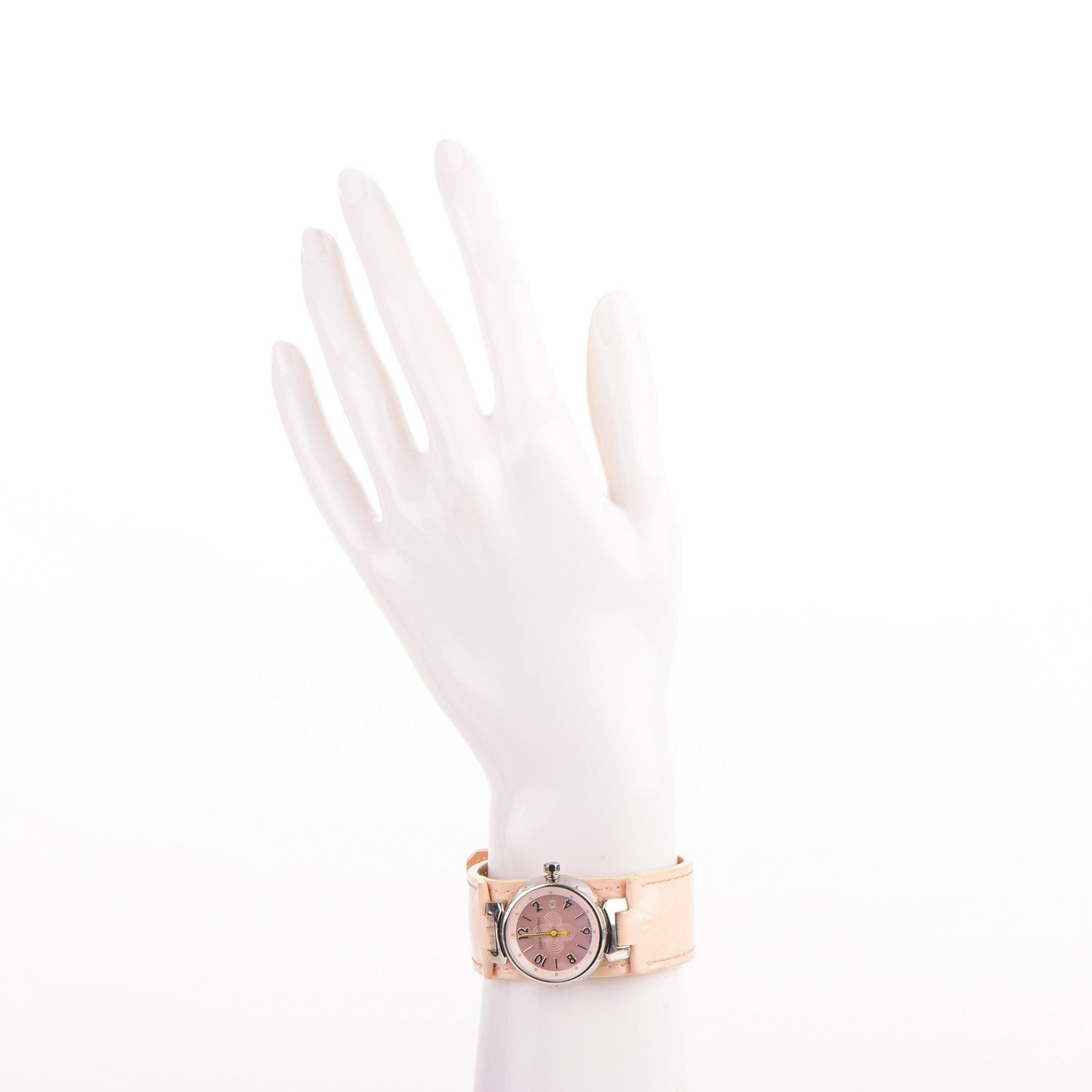 Louis Vuitton Stainless Steel Vernis Pink Mother of Pearl 28mm Tambour Quartz Watch 2 of 8