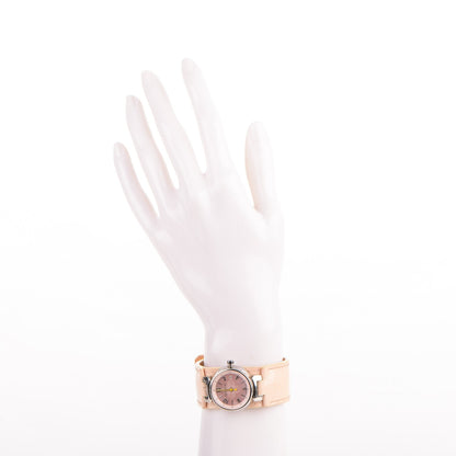 Louis Vuitton Stainless Steel Vernis Pink Mother of Pearl 28mm Tambour Quartz Watch 2 of 8