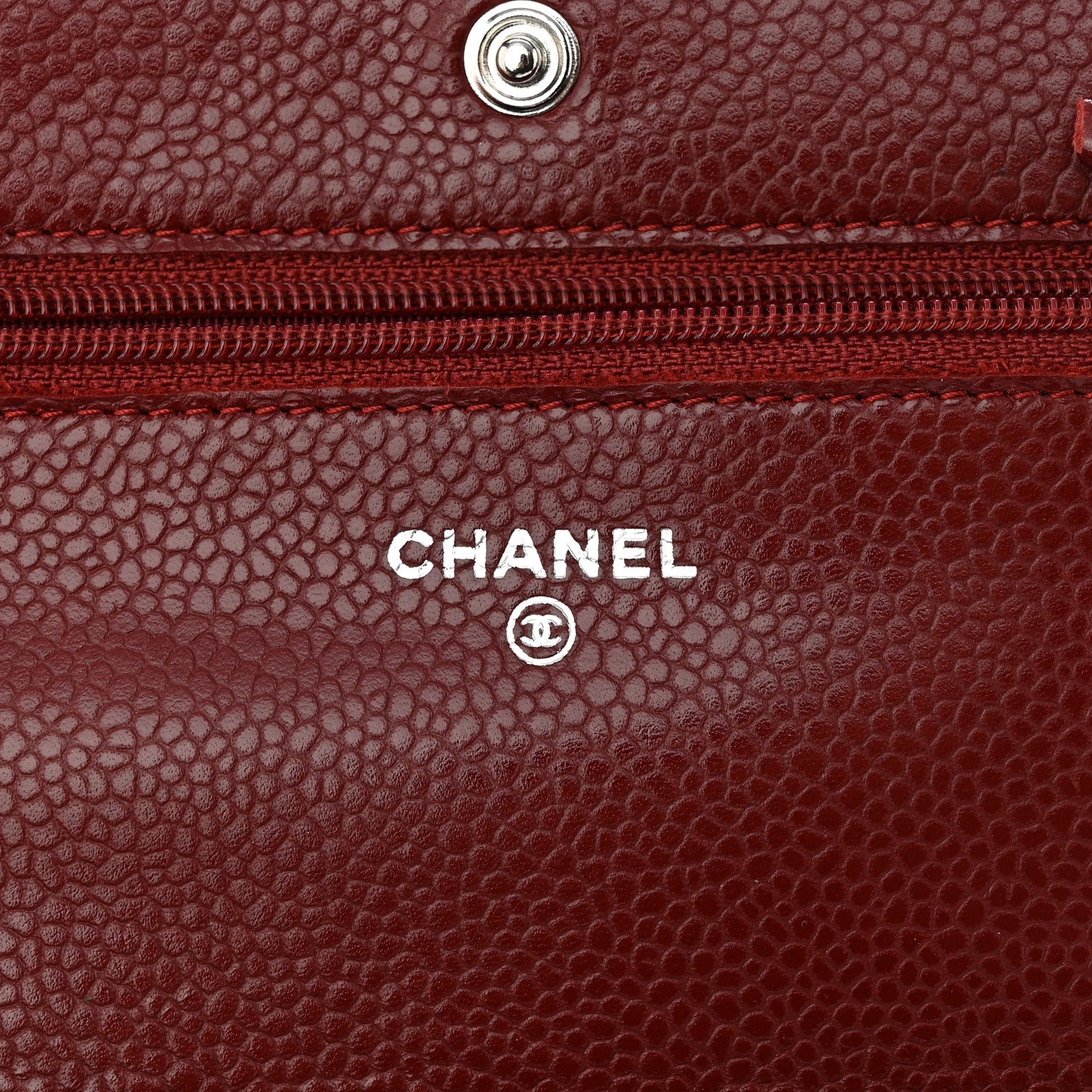 Chanel Caviar Quilted Wallet on Chain WOC Dark Red 6 of 13