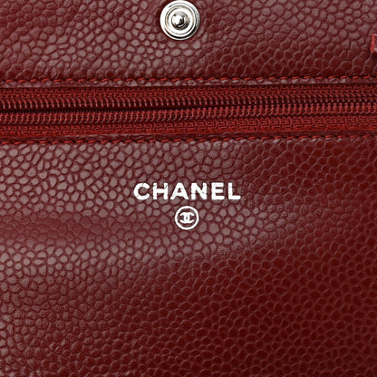 Chanel Caviar Quilted Wallet on Chain WOC Dark Red 6 of 13