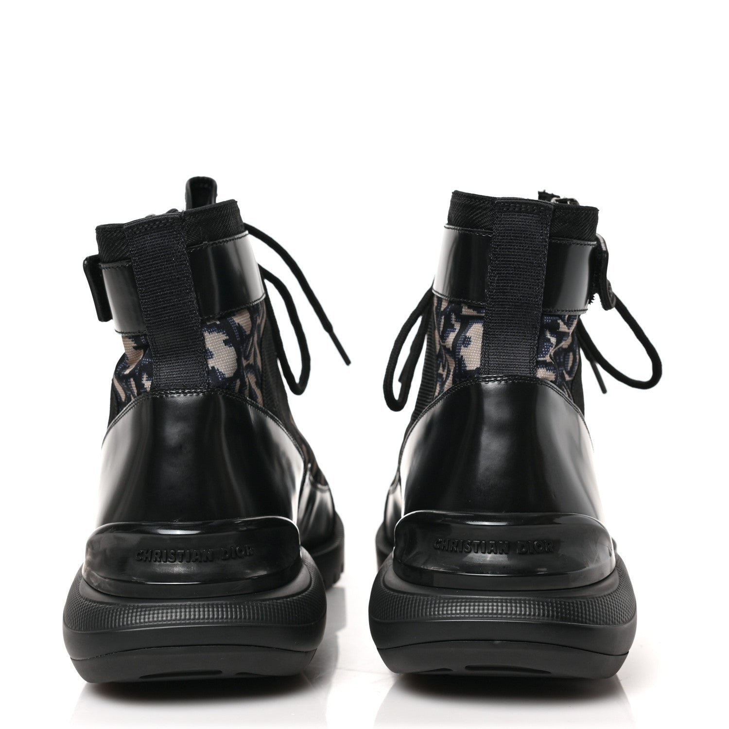 Christian Dior Oblique Polished Calfskin Mens Combat Ankle Boots 41 Beige Black 5 of 8