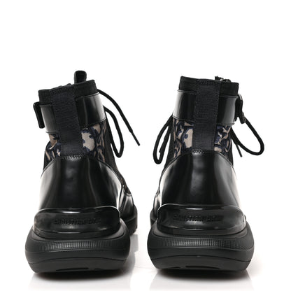 Christian Dior Oblique Polished Calfskin Mens Combat Ankle Boots 41 Beige Black 5 of 8
