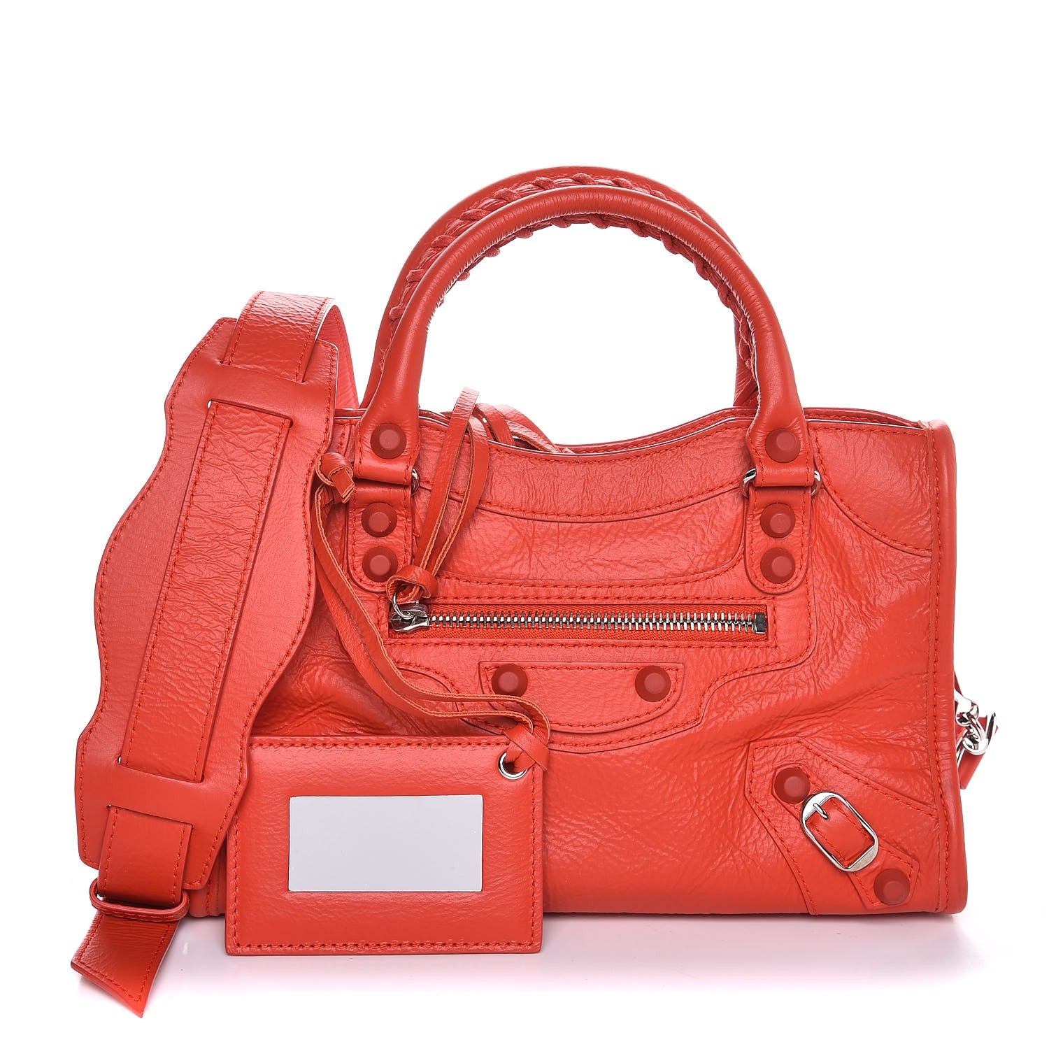 Balenciaga Matte Goatskin Rubber Covered Classic Hardware Mini City Rouge Coquelicot Rouge Braise 1 of 7