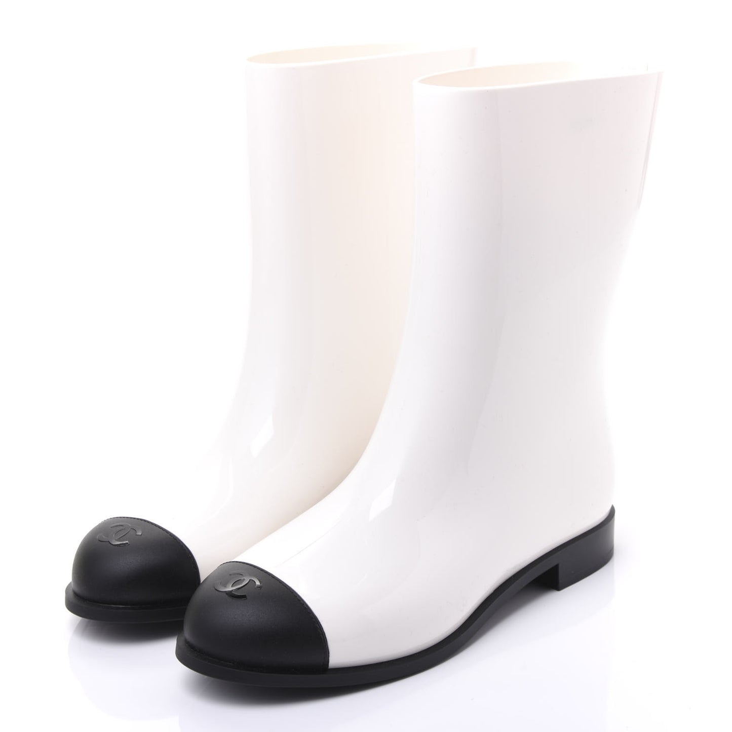 Rubber Rain Boots 39 Ivory Black