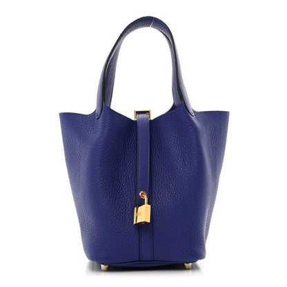 Hermes Taurillon Clemence Picotin Lock 18 PM Bleu Electrique 1 of 11