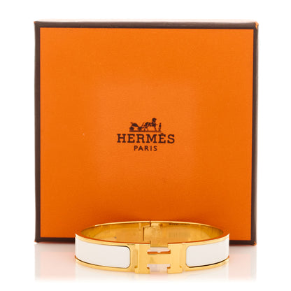 Hermes Enamel Narrow Clic Clac H Bracelet GM White 5 of 5