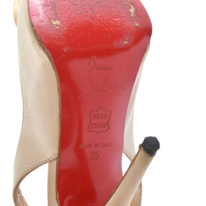 Christian Louboutin Satin Slingback Pumps 35 Beige 9 of 9