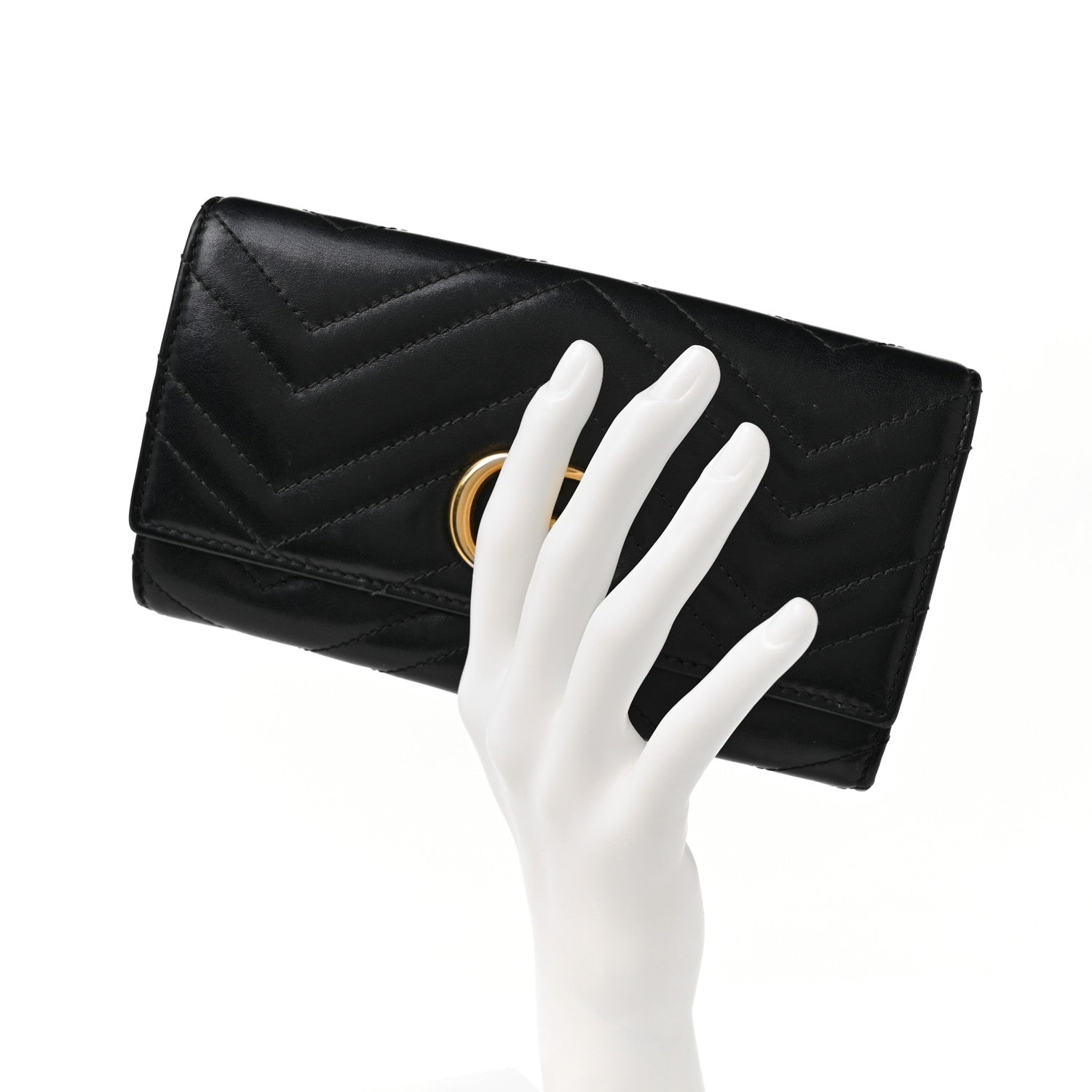 Gucci Calfskin Matelasse GG Marmont Continental Wallet Black 2 of 9
