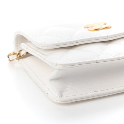 Chanel Lambskin Quilted Romance Clutch With Chain White 8 of 9