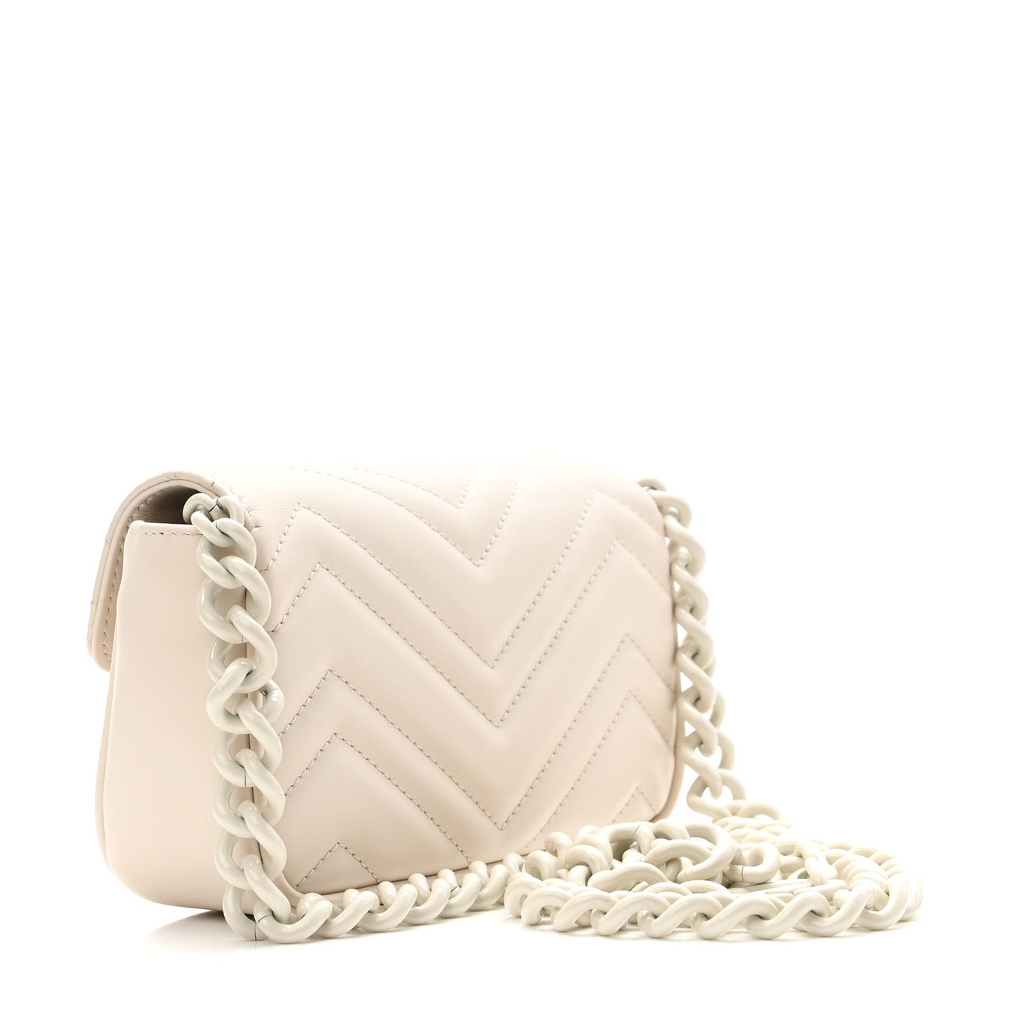 Calfskin Matelasse Monochrome GG Marmont Chain Belt Bag Mystic White
