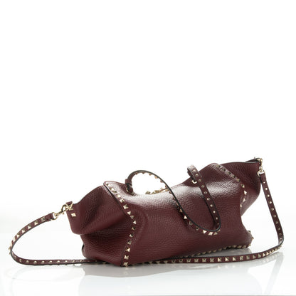 Valentino Garavani Pebbled Calfskin Medium Rockstud Tote Cremisi 8 of 8