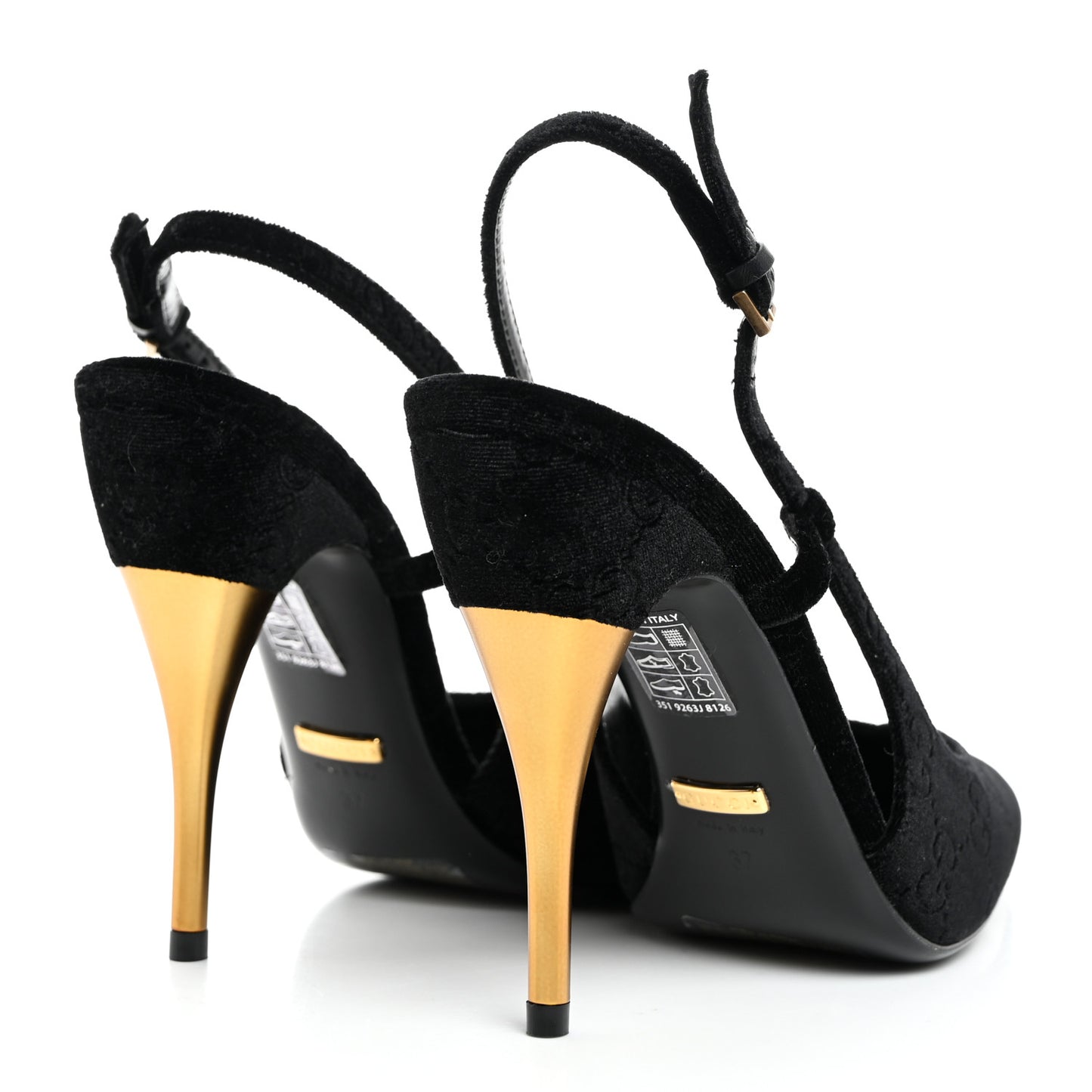 Velvet GG Monogram Slingback 115mm Pumps 37 Black