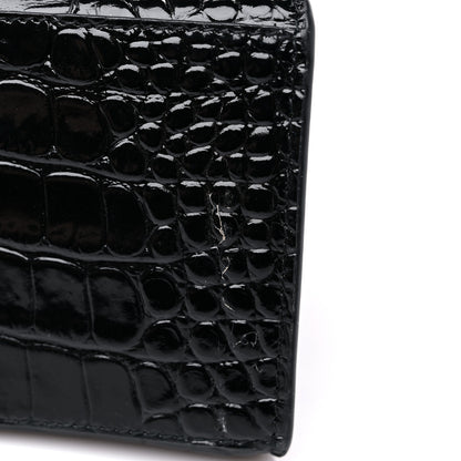 Balenciaga Shiny Calfskin Monochrome Crocodile Embossed Small Hourglass Top Handle Bag Black 10 of 12