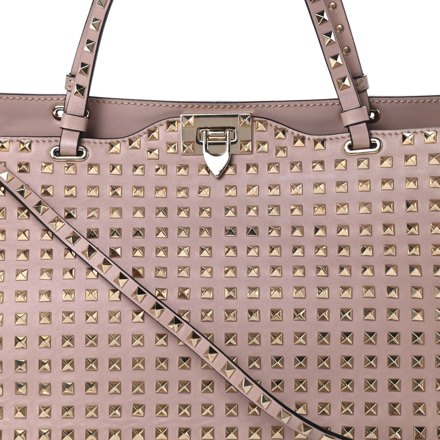 Vitello Medium Rockstud All Over Tote Poudre