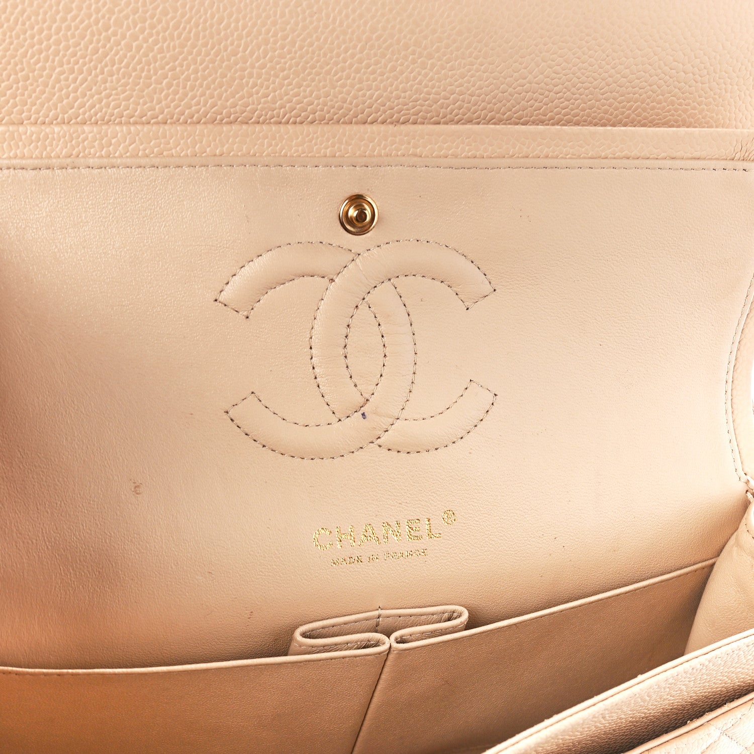 Chanel Caviar Quilted Medium Double Flap Beige 6 of 12