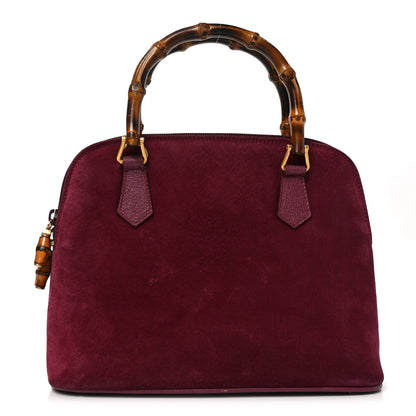 Gucci Suede Bamboo Handle Dome Bag Burgundy 1 of 10