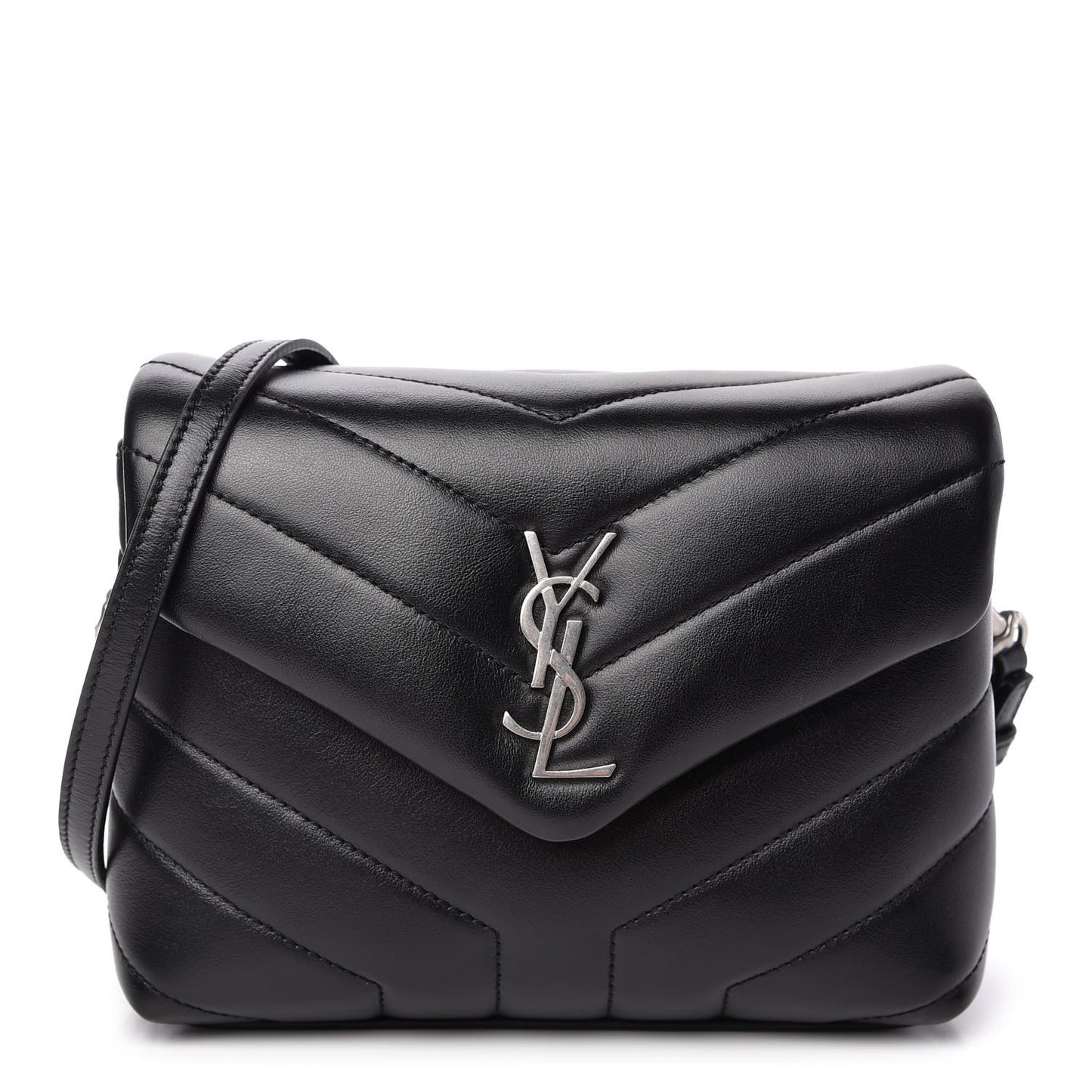 Calfskin Y Quilted Monogram Toy Loulou Crossbody Bag Black