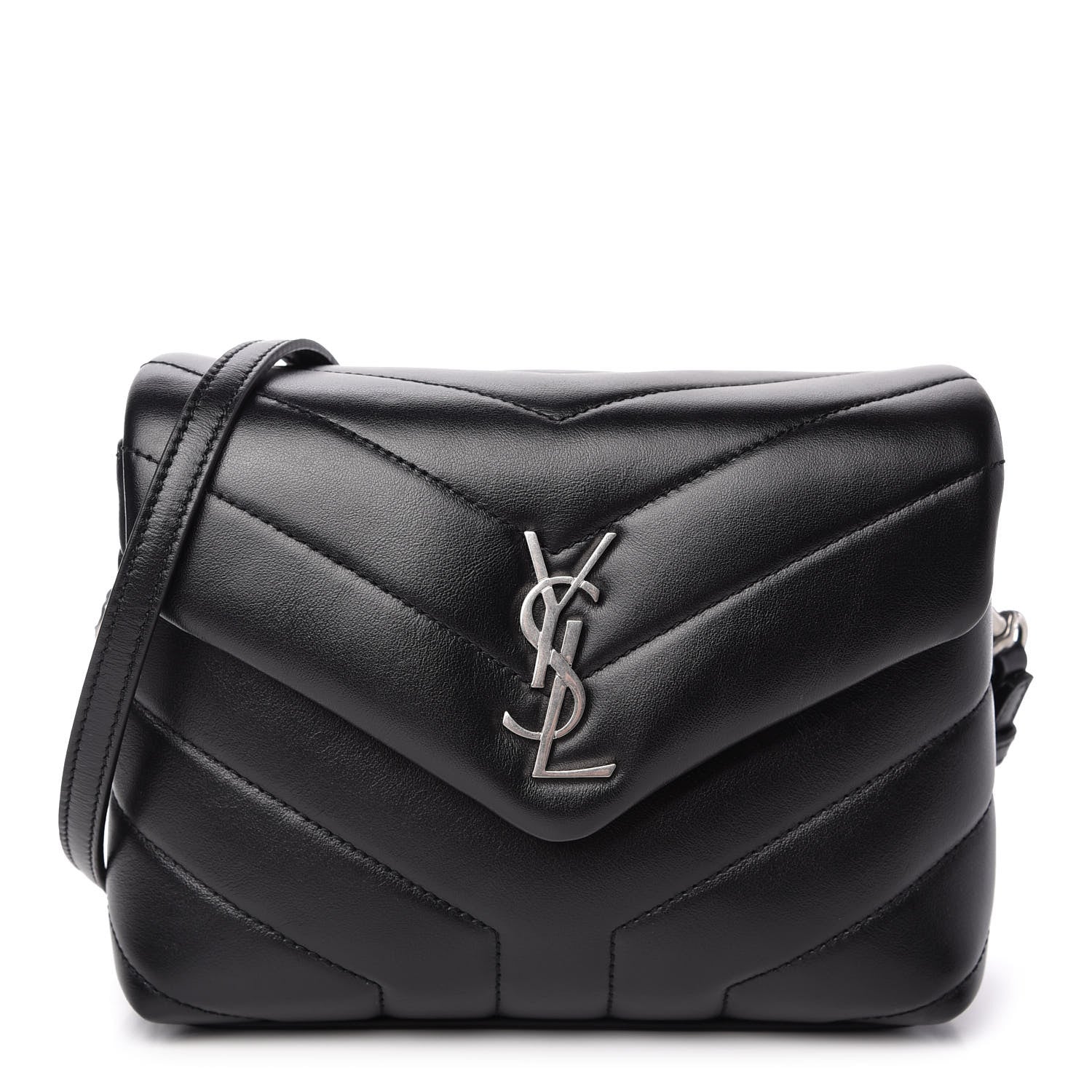 Saint Laurent Calfskin Y Quilted Monogram Toy Loulou Crossbody Bag Black 1 of 11